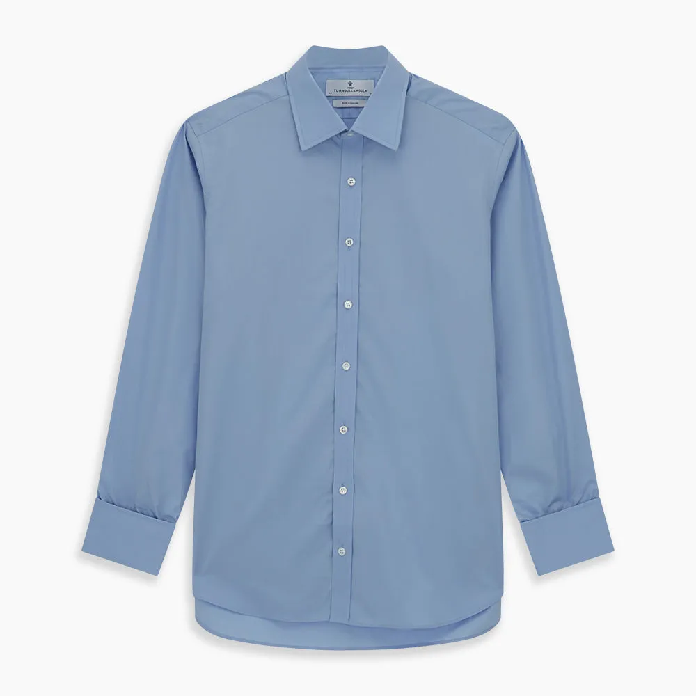 Blue Cotton Shirt with T&A Collar and Double Cuffs