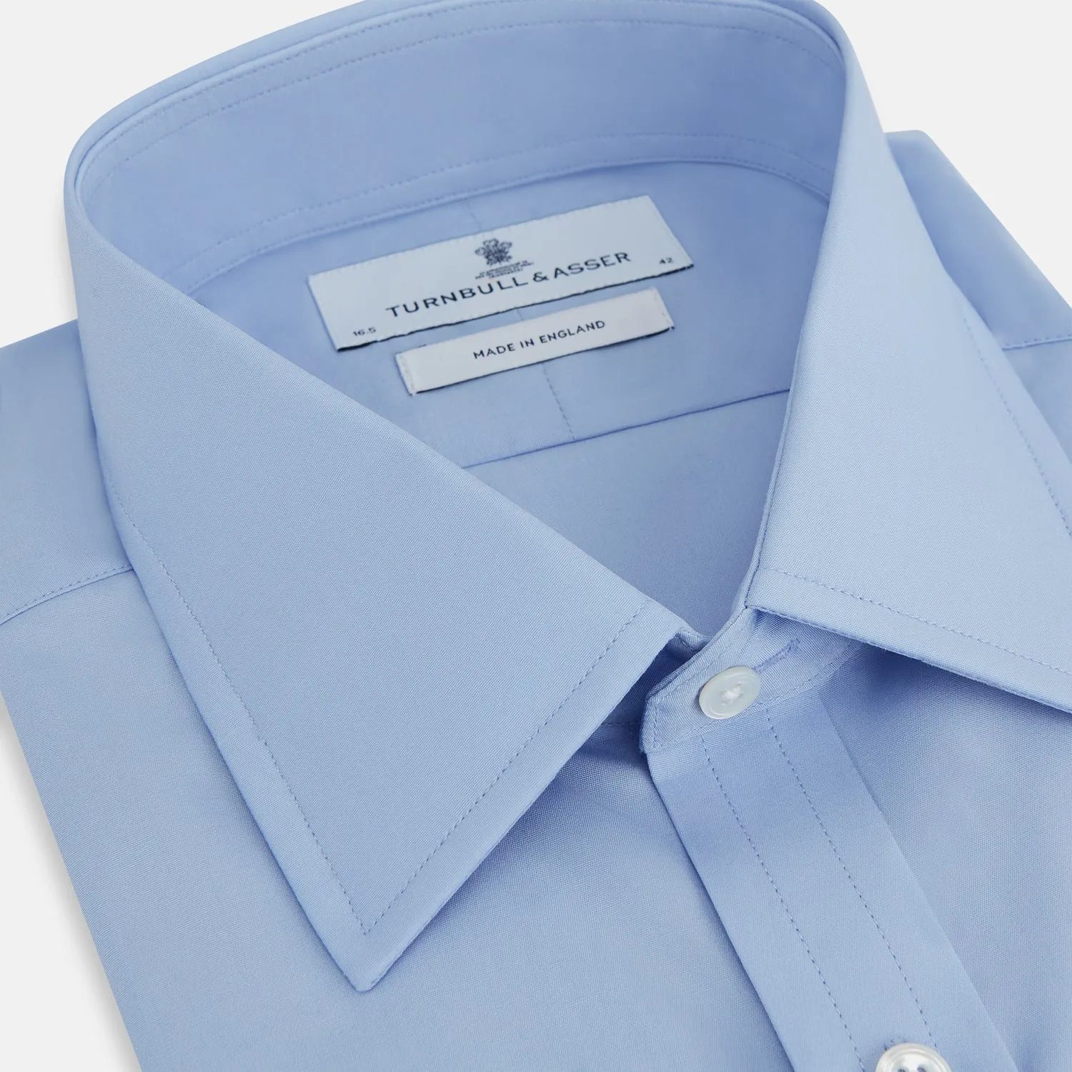 Blue Cotton Shirt with T&A Collar and Double Cuffs