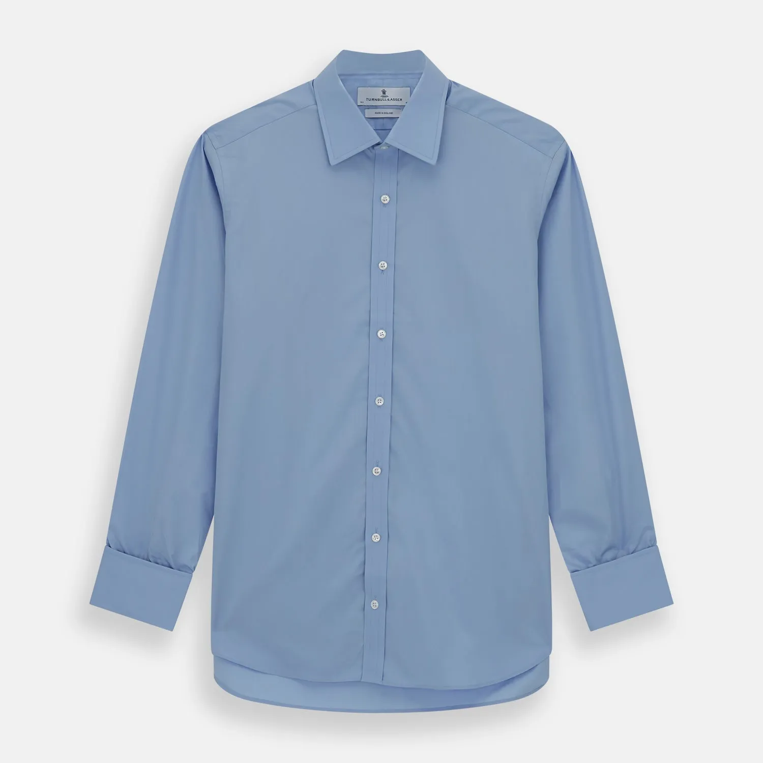 Blue Cotton Shirt with T&A Collar and Double Cuffs