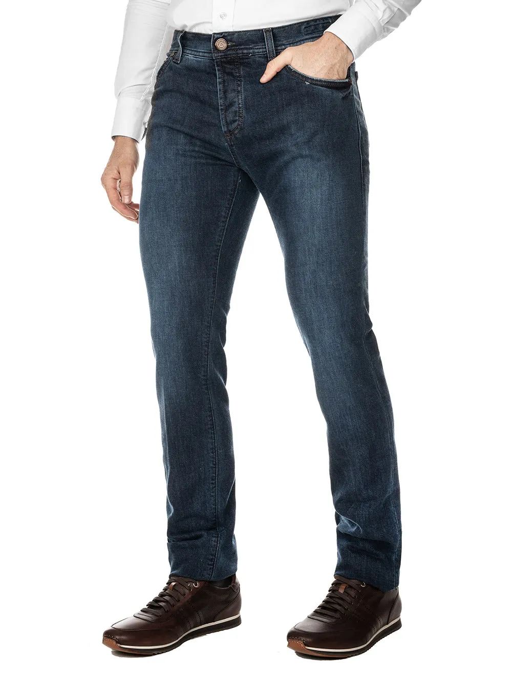 Blue Denim Cashmere Jeans Blue