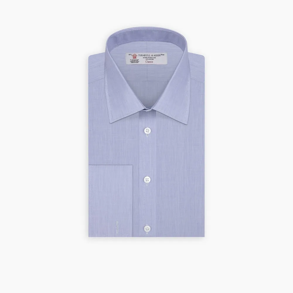 Blue End-on-End Cotton Shirt with T&A Collar and Double Cuffs