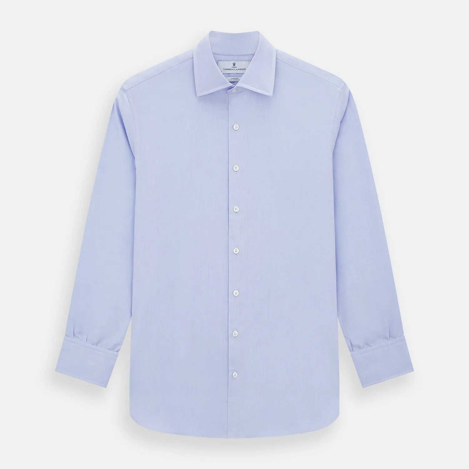 BLUE HERRINGBONE TAILORED FIT SHIRT WITH KENT COLLAR