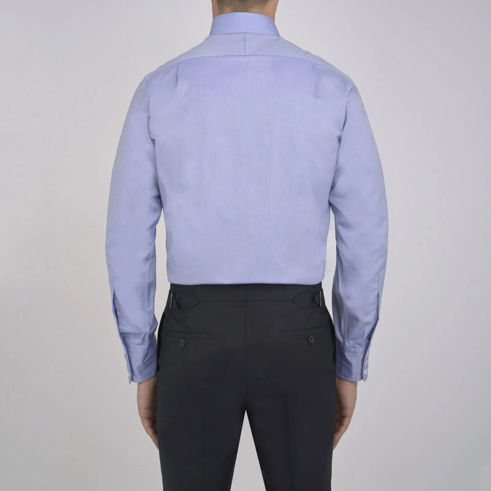 Blue Royal Oxford Cotton Shirt with Button-Down Collar and 3-Button Cuffs