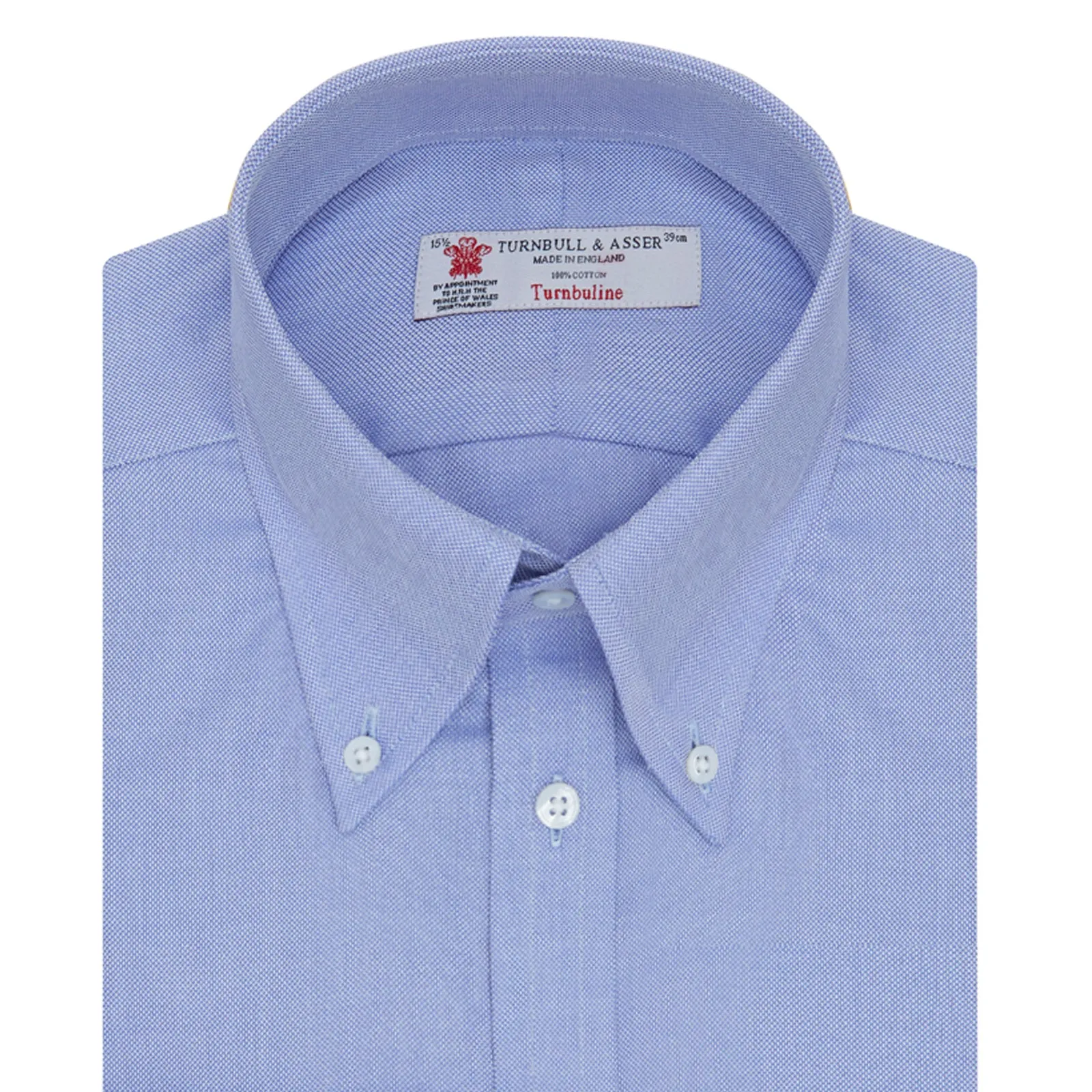 Blue Royal Oxford Cotton Shirt with Button-Down Collar and 3-Button Cuffs