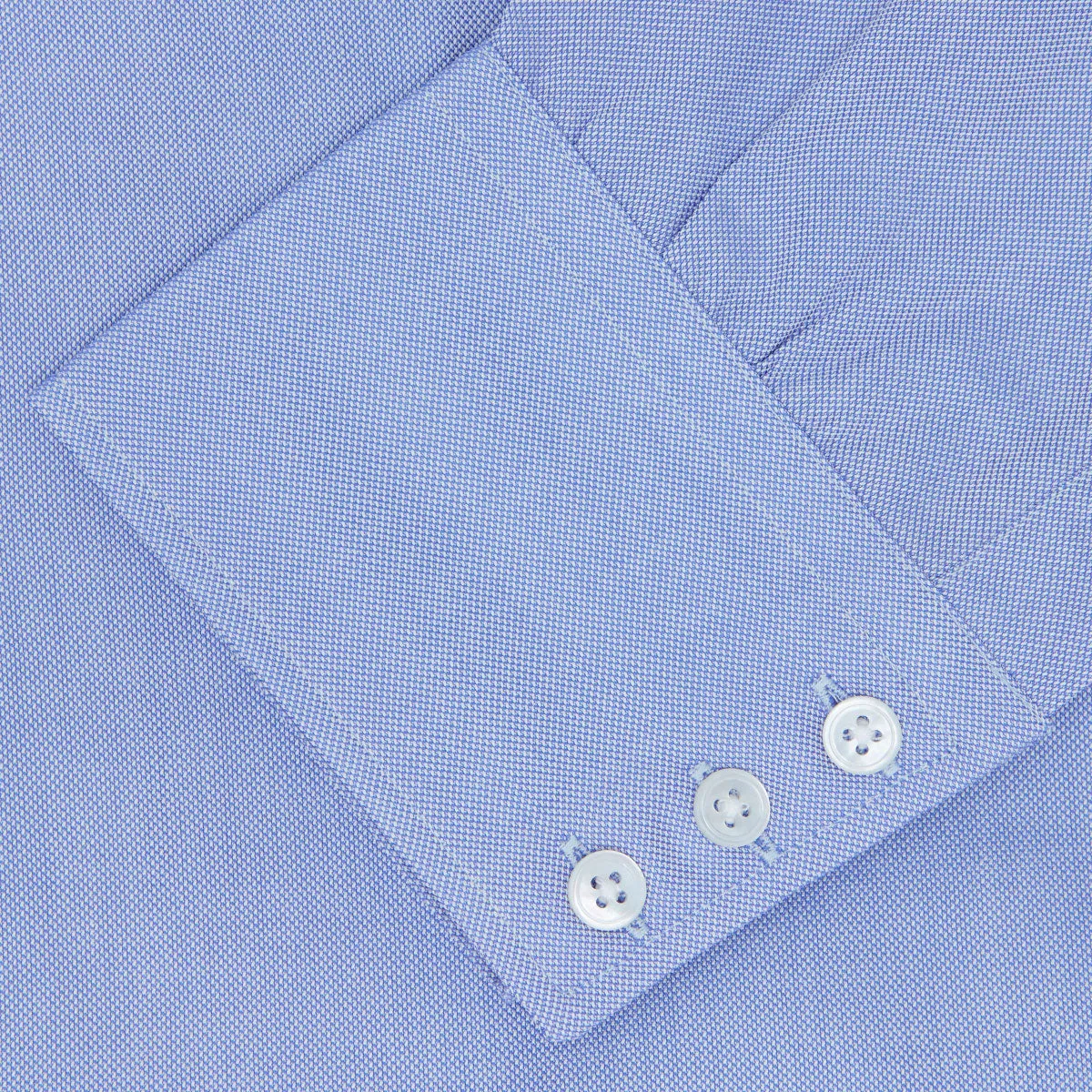 Blue Royal Oxford Cotton Shirt with Button-Down Collar and 3-Button Cuffs