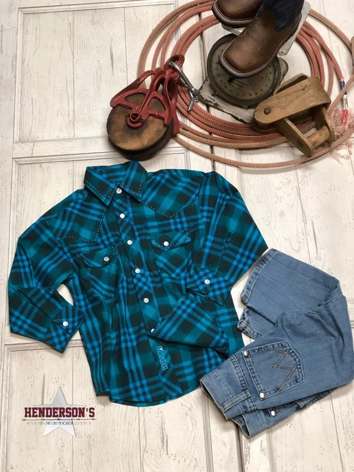 Boy's Jade Plaid Shirt