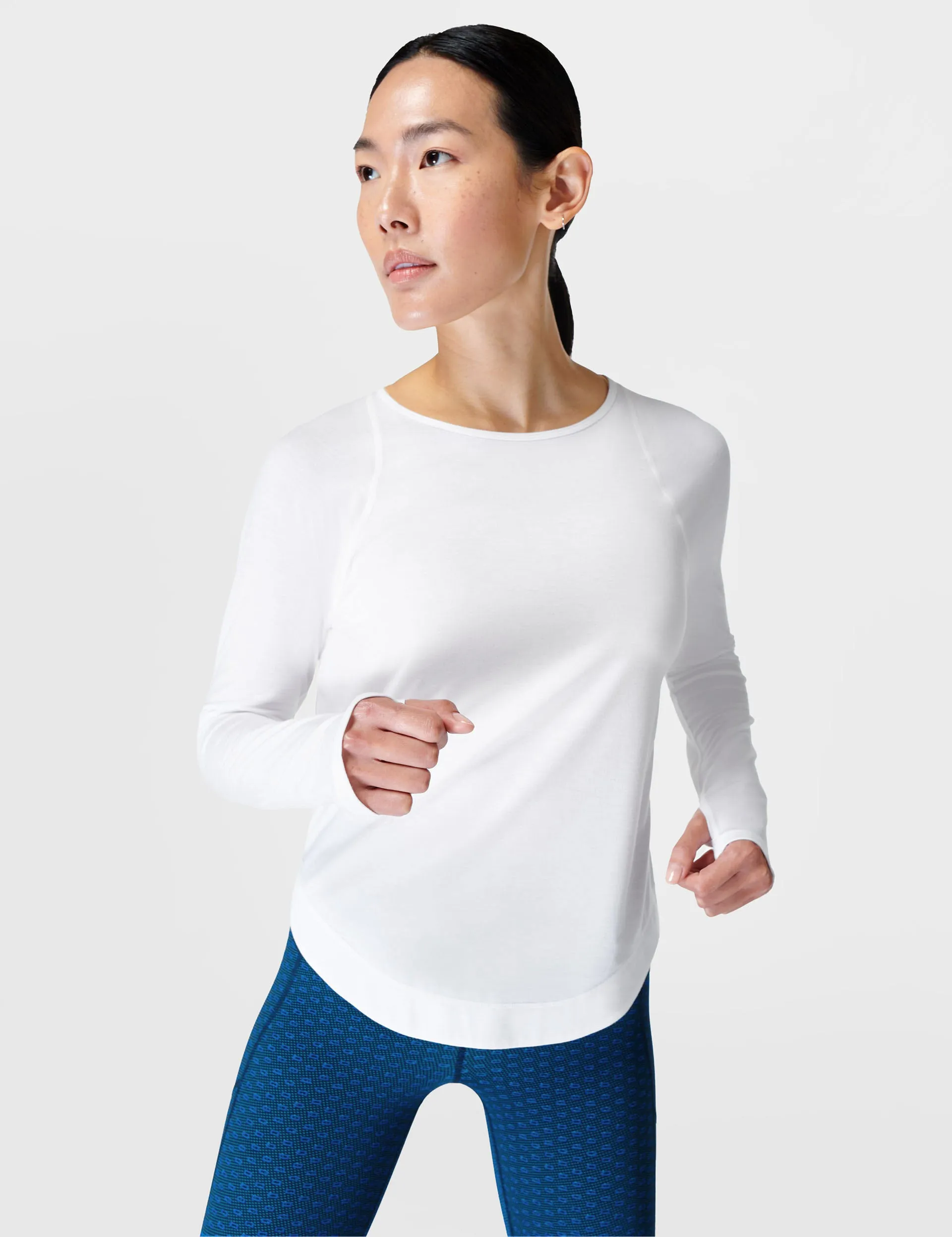 Breathe Easy Running Long Sleeve Top - White