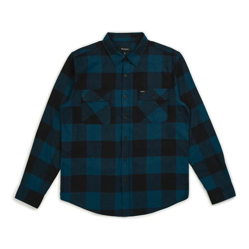 Brixton Bowery Flannel Long Sleeve Shirt Black Teal