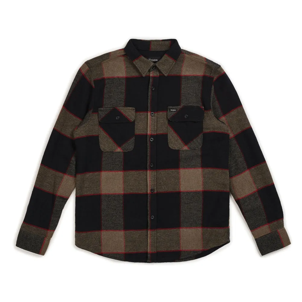 Brixton Bowery Flannel Long Sleeve Shirt Heather Grey Charcoal