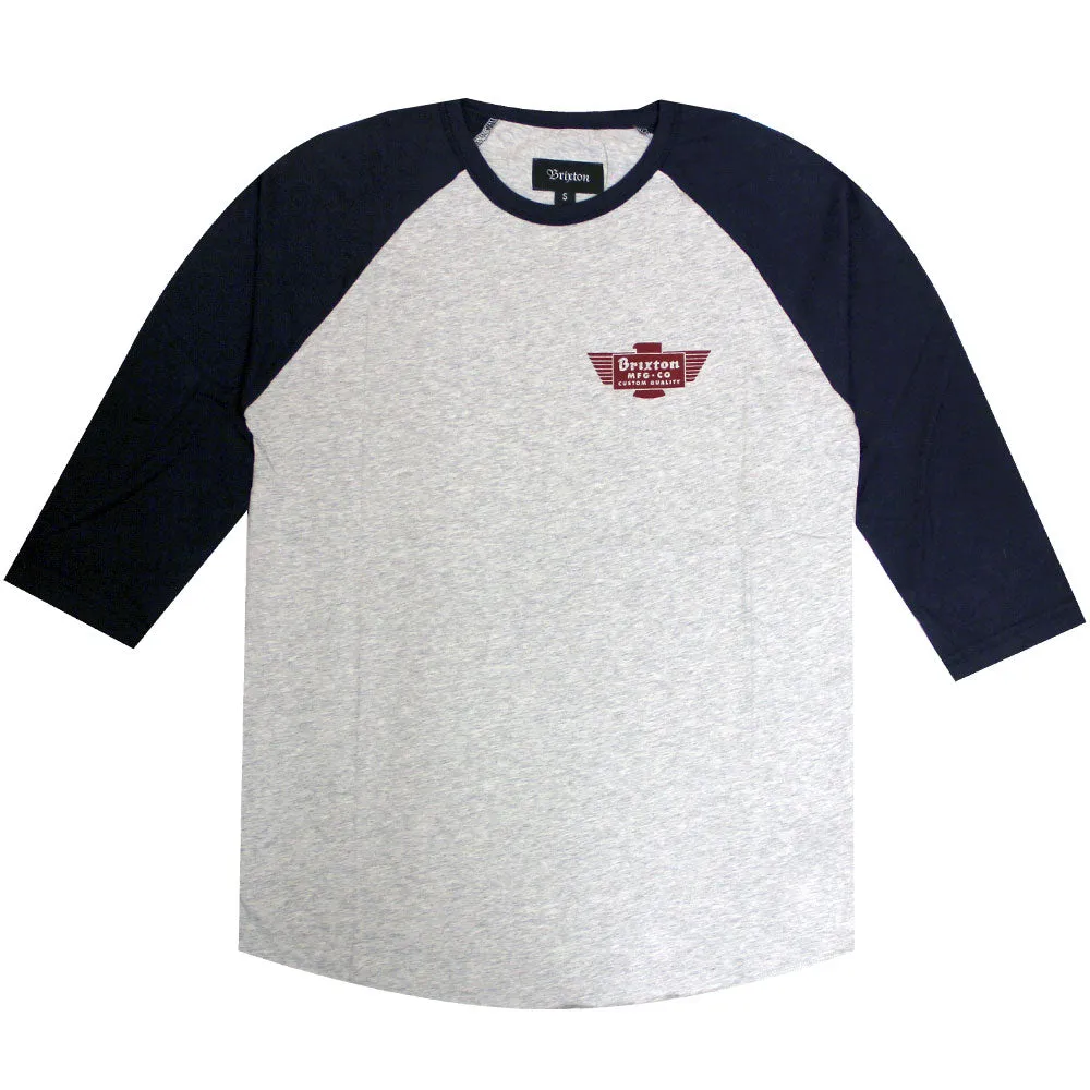 Brixton Cylinder 3/4 Sleeve Baseball T-Shirt Ash