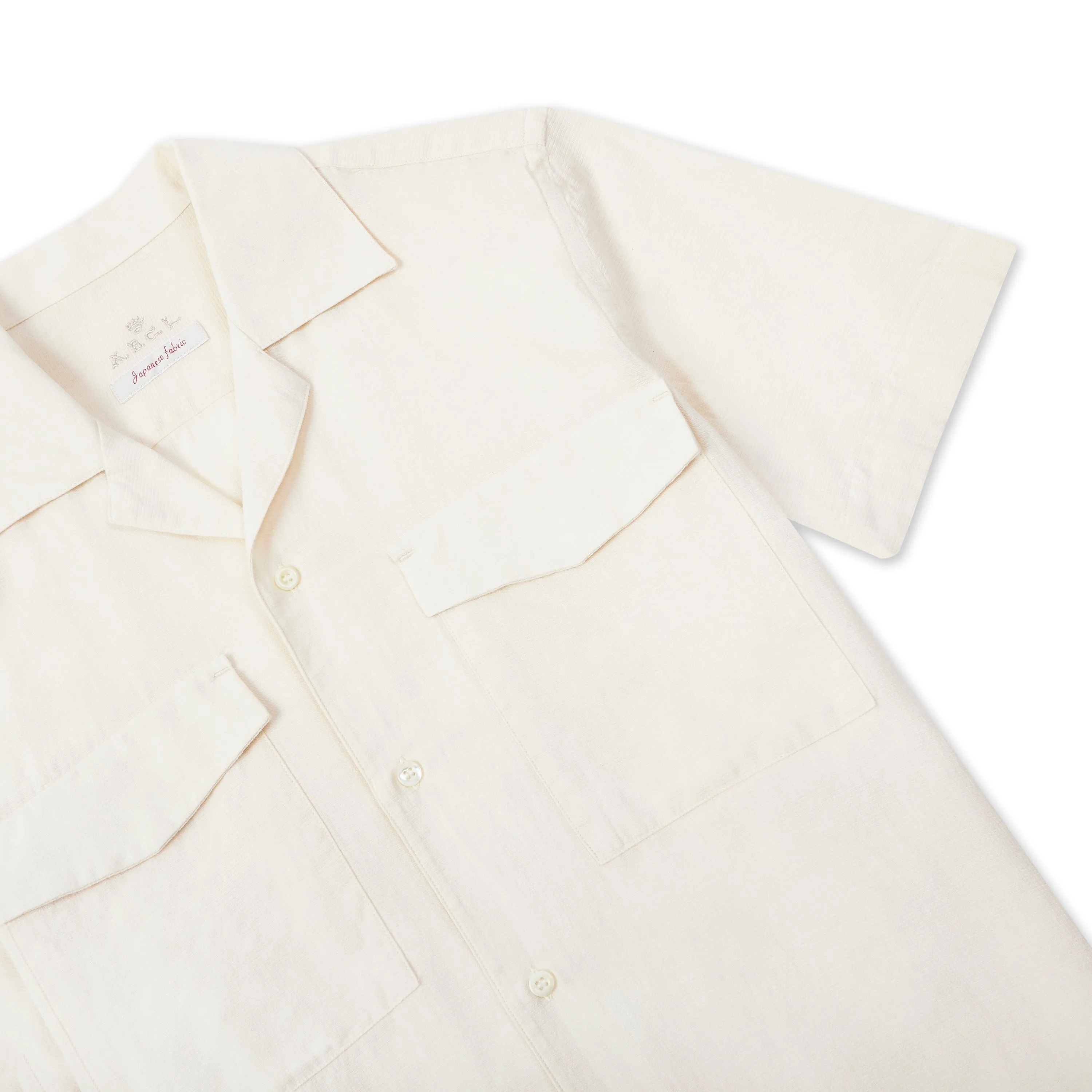 Camp Collar Short Sleeve Shirt - Light Dobby Off White