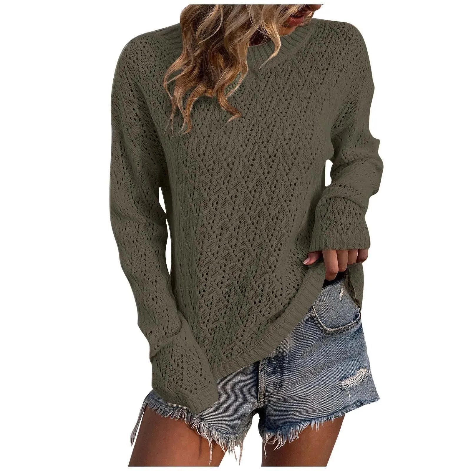 Casual Fashion Long Sleeved Knitting Solid Color Korean Women's 2024 Sweater