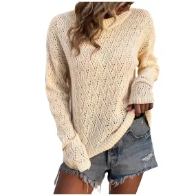 Casual Fashion Long Sleeved Knitting Solid Color Korean Women's 2024 Sweater