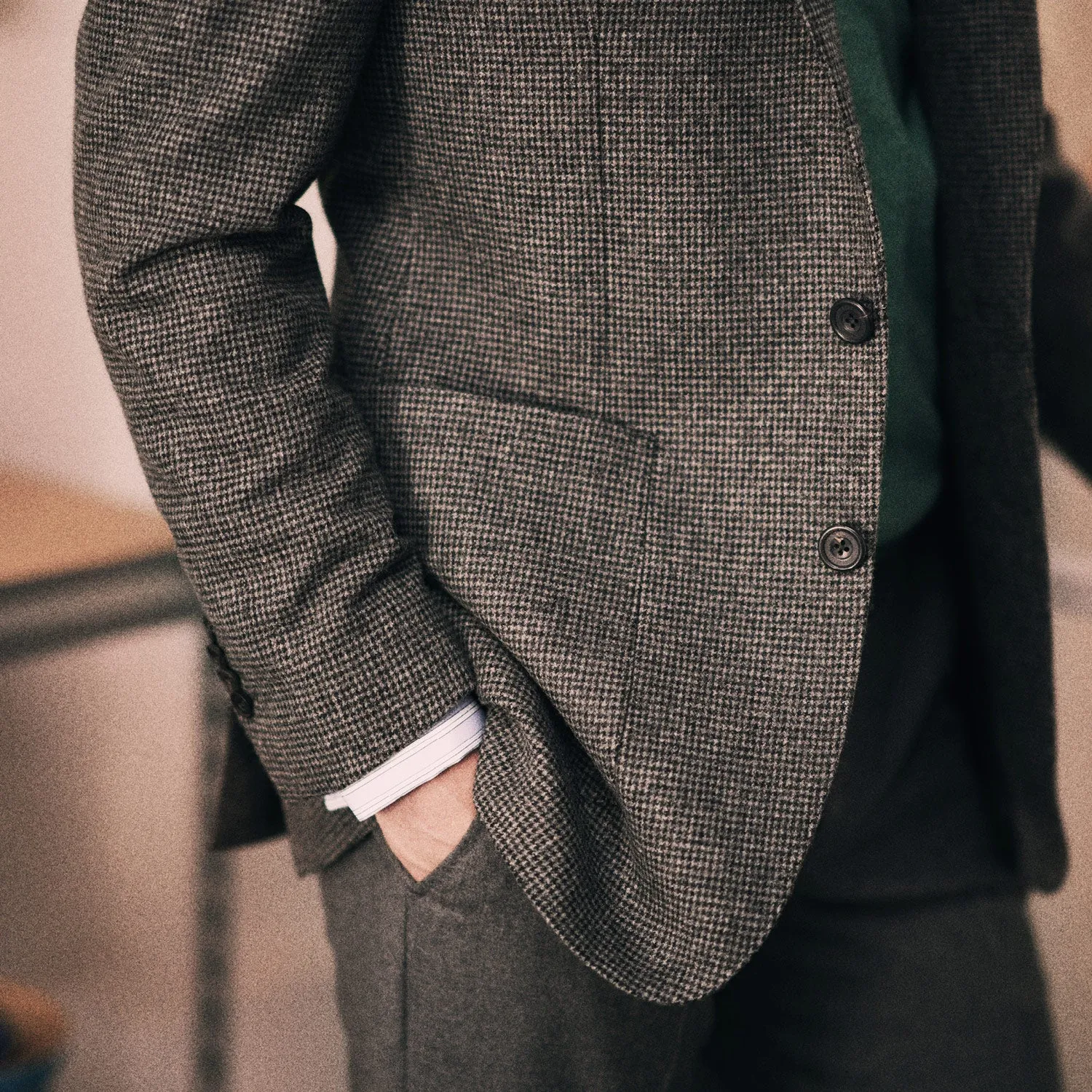 Charcoal Houndstooth Flannel Jacket