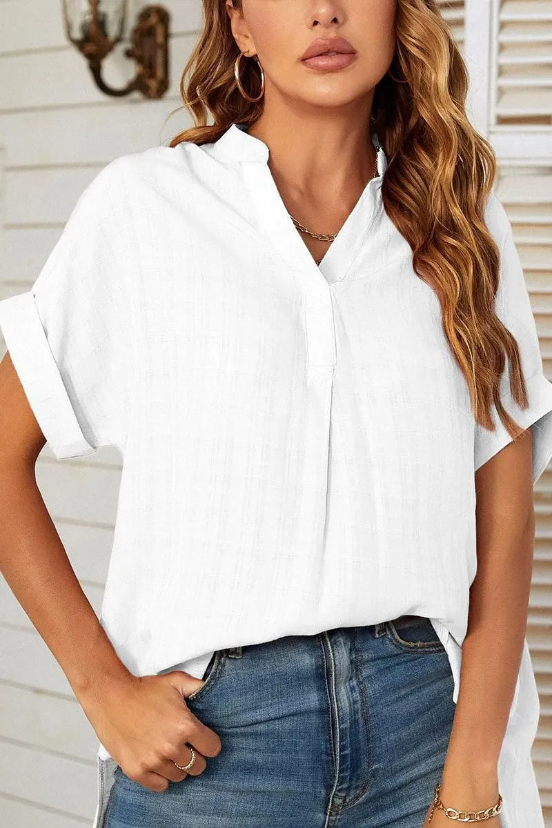 CHINESE COLLAR RUFFLED BACK LOOSE SHIRTS