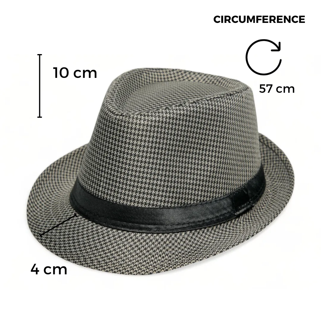 Chokore Fedora Hat in Houndstooth Pattern (Gray)