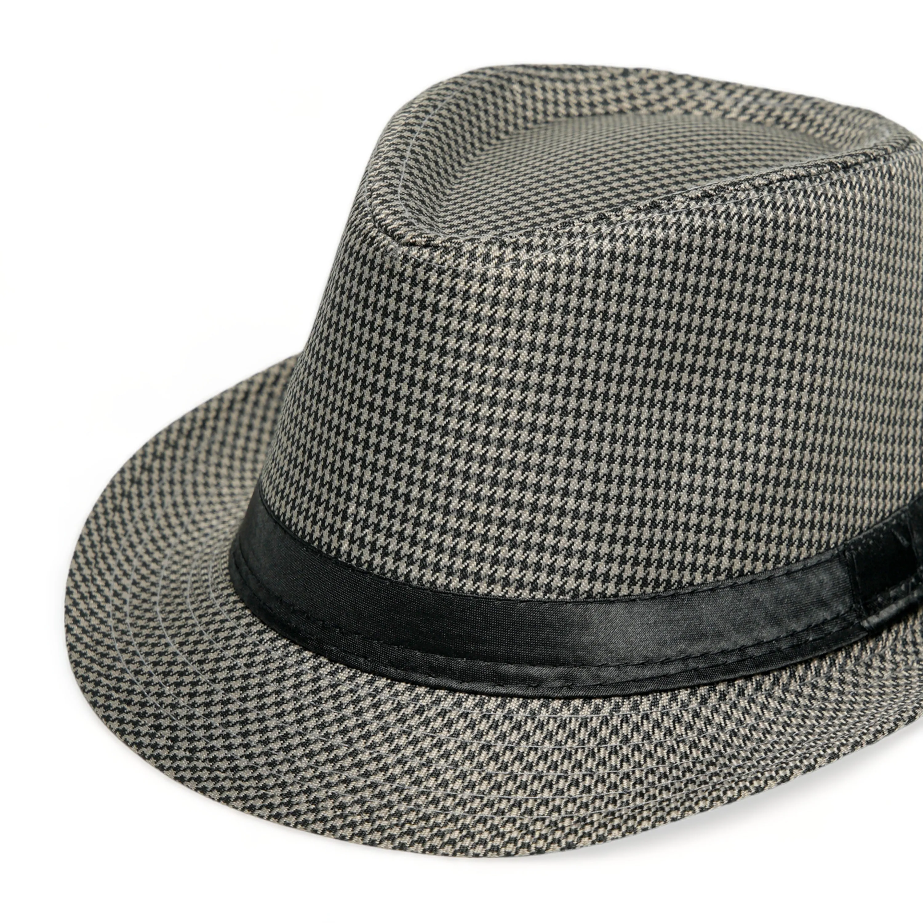 Chokore Fedora Hat in Houndstooth Pattern (Gray)