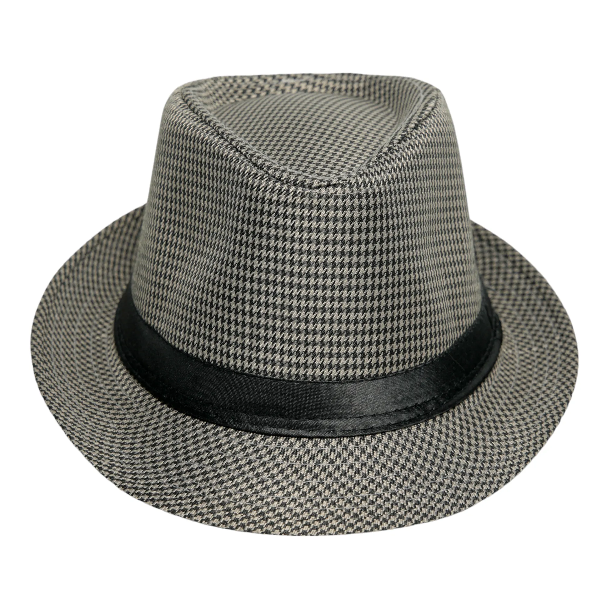 Chokore Fedora Hat in Houndstooth Pattern (Gray)