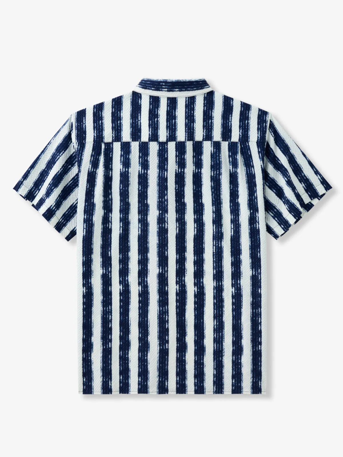 Classic Tropical Stripes Seersucker Camp Shirt