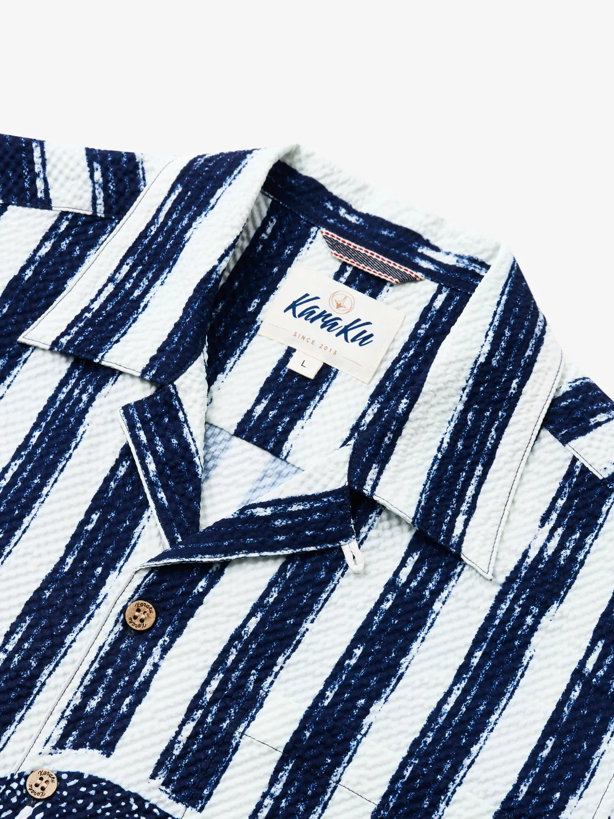 Classic Tropical Stripes Seersucker Camp Shirt