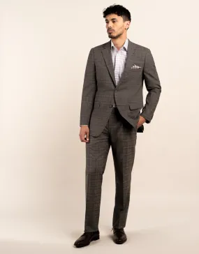 Cooper Taupe Grey Check Two Piece Suit