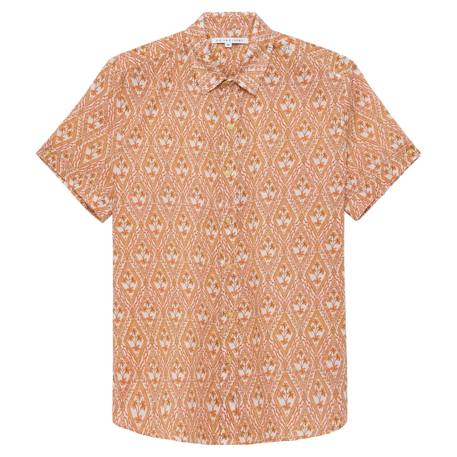 Coral Noto Palms Print Biscayne Shirt