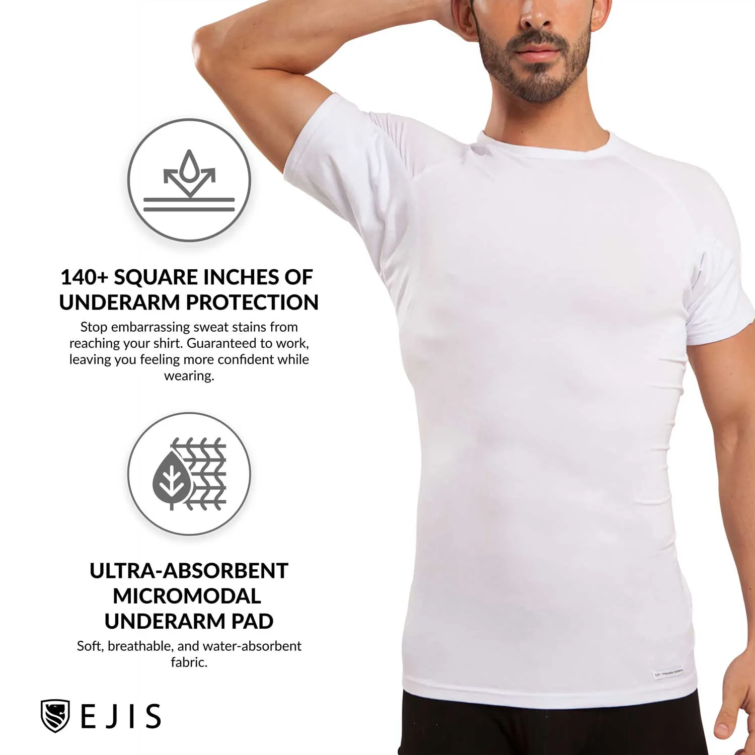 Crew Neck Micro Modal Sweat Proof Undershirt For Men - Grey 6-Pack