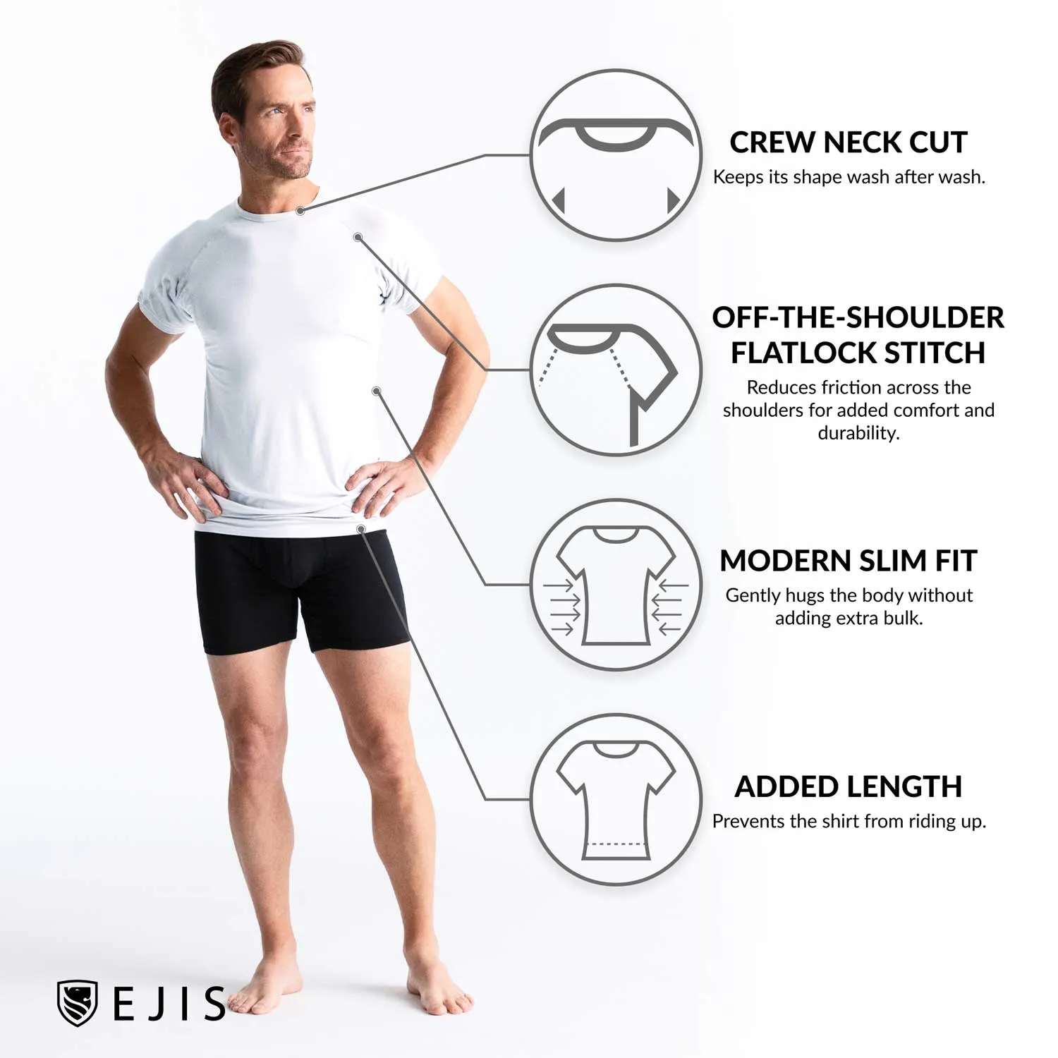 Crew Neck Micro Modal Sweat Proof Undershirt For Men - Grey 6-Pack