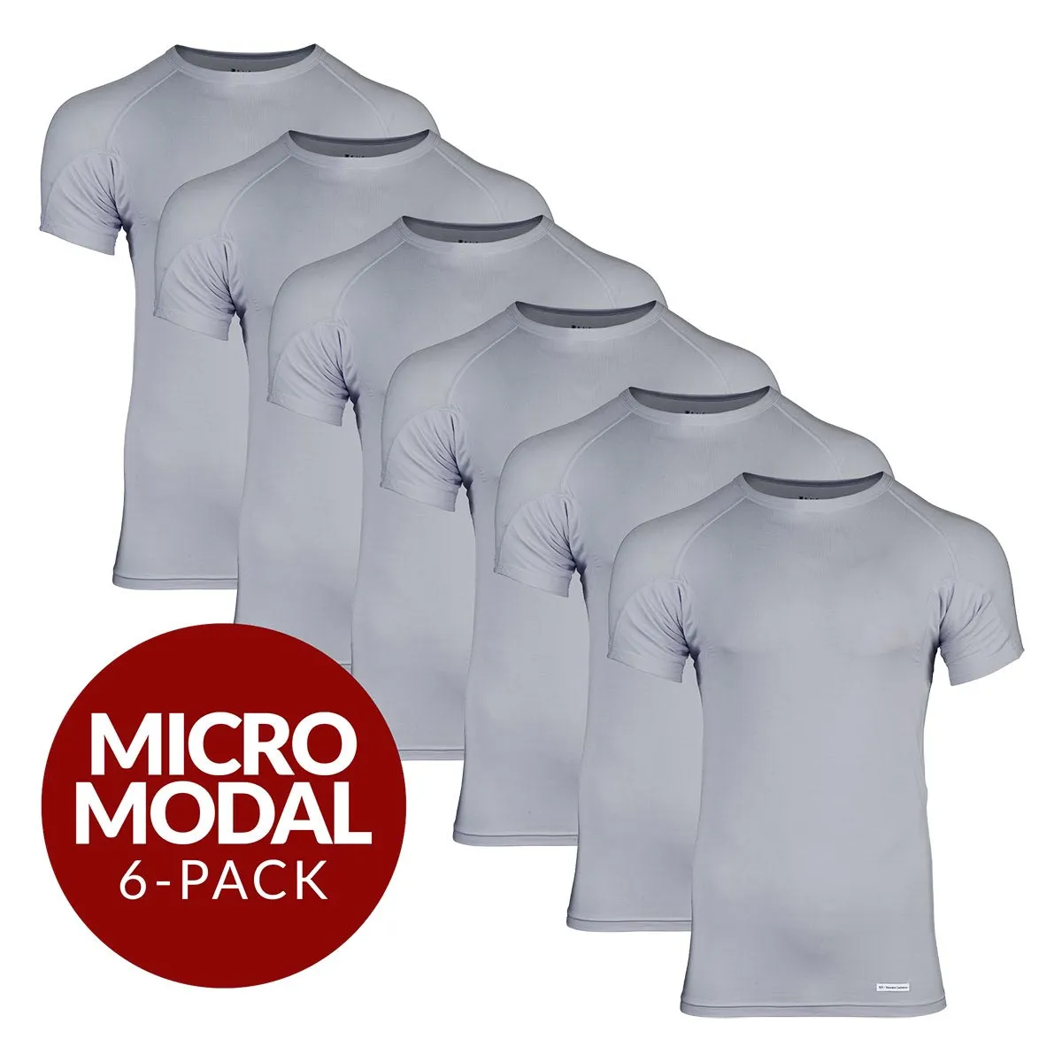 Crew Neck Micro Modal Sweat Proof Undershirt For Men - Grey 6-Pack