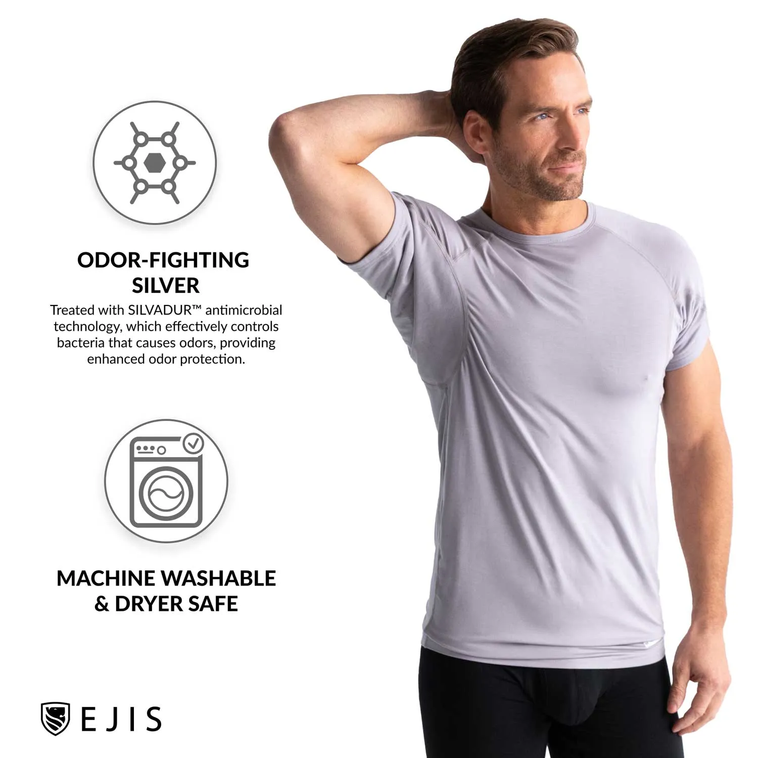 Crew Neck Micro Modal Sweat Proof Undershirt For Men - Grey 6-Pack