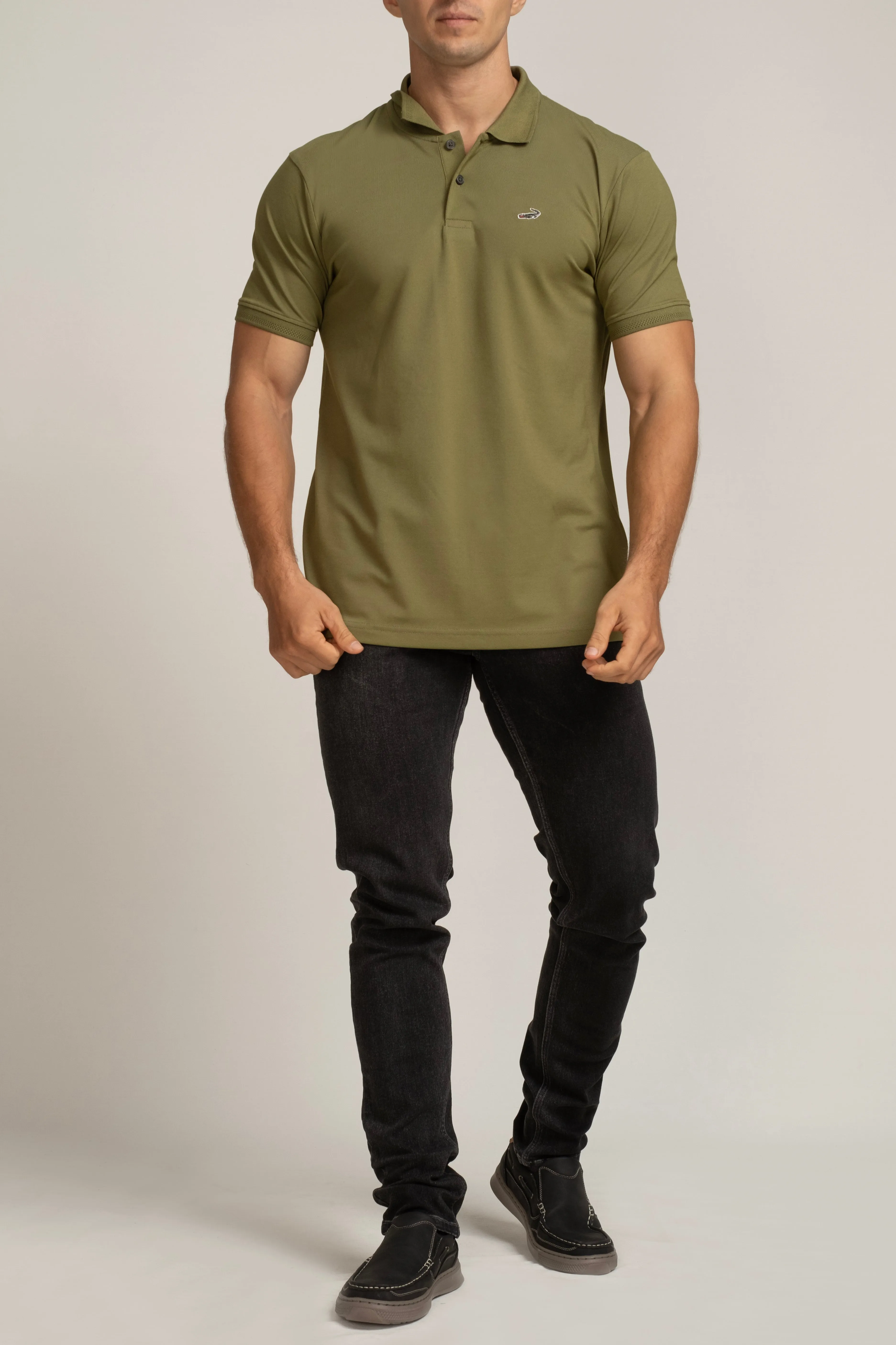 Crocodile Mens Supima Polo Slim Fit HS T-Shirt Green - London Green