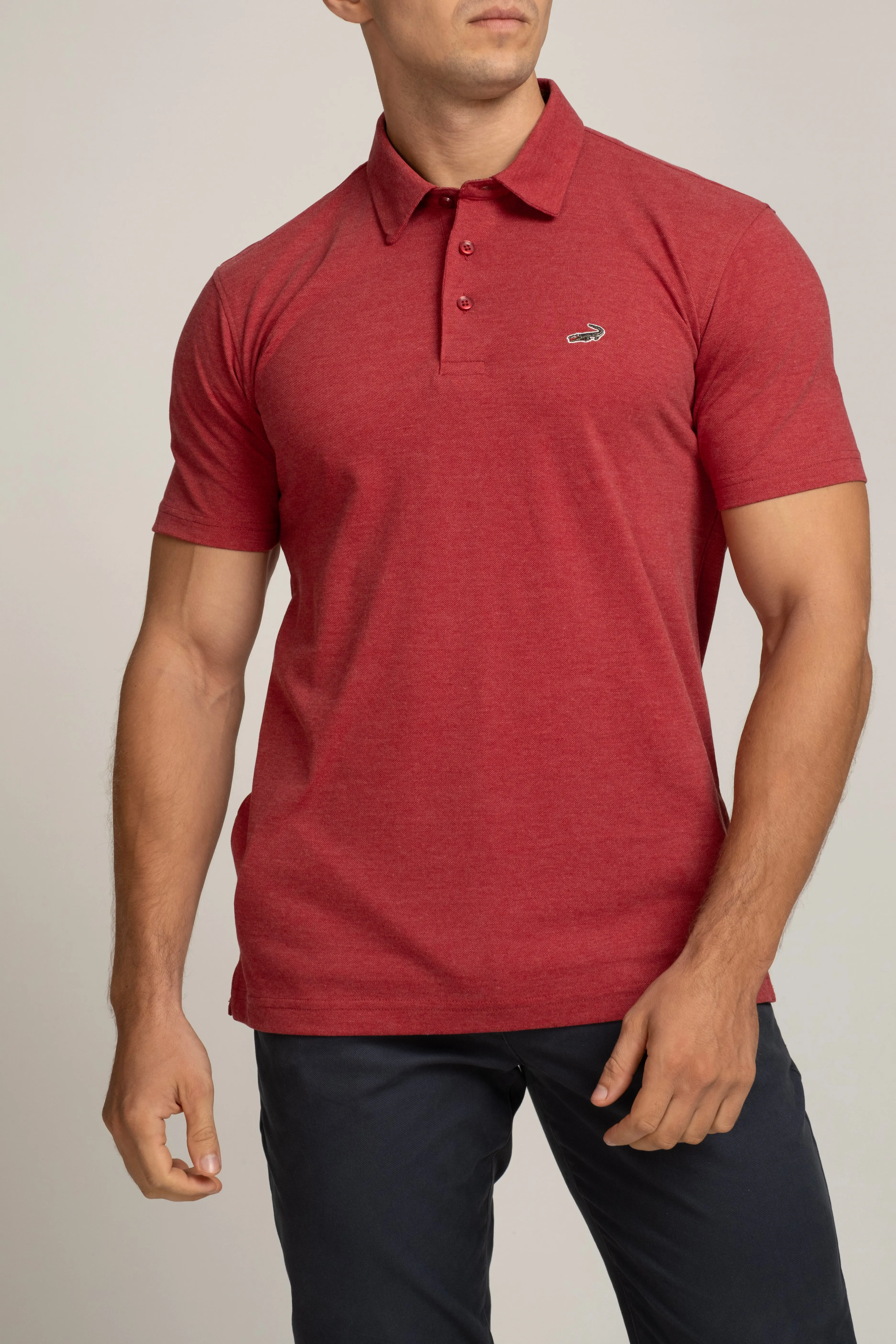 Crocodile Slim Fit Polo T Shirt Biking Red