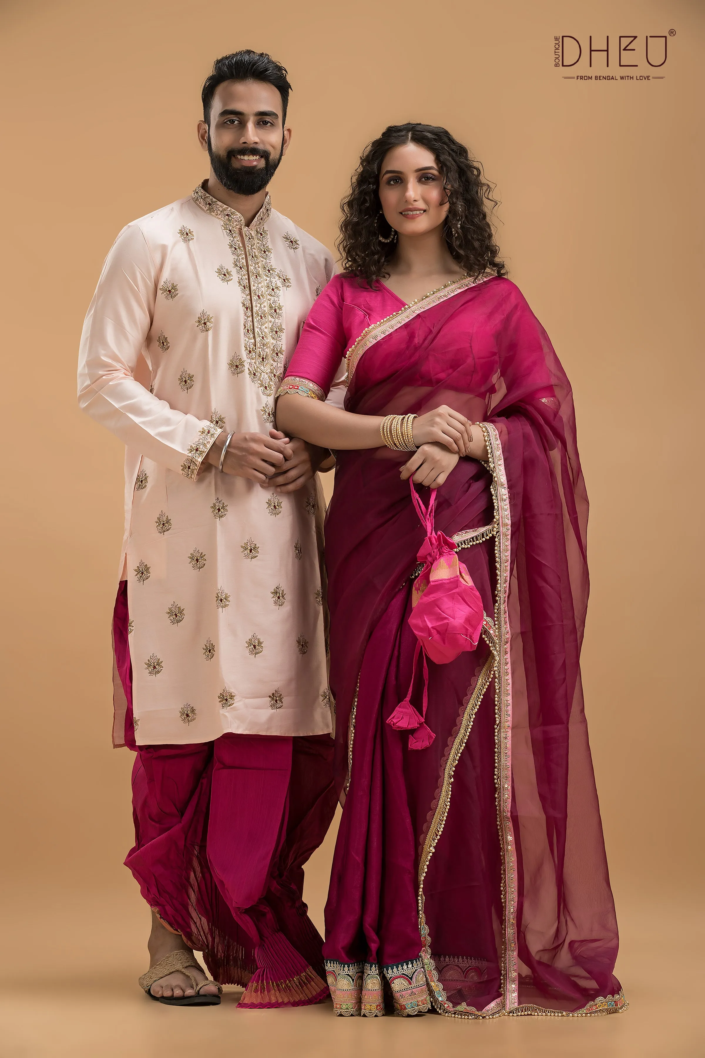 Designer Mekhela & Kurta Couple Set