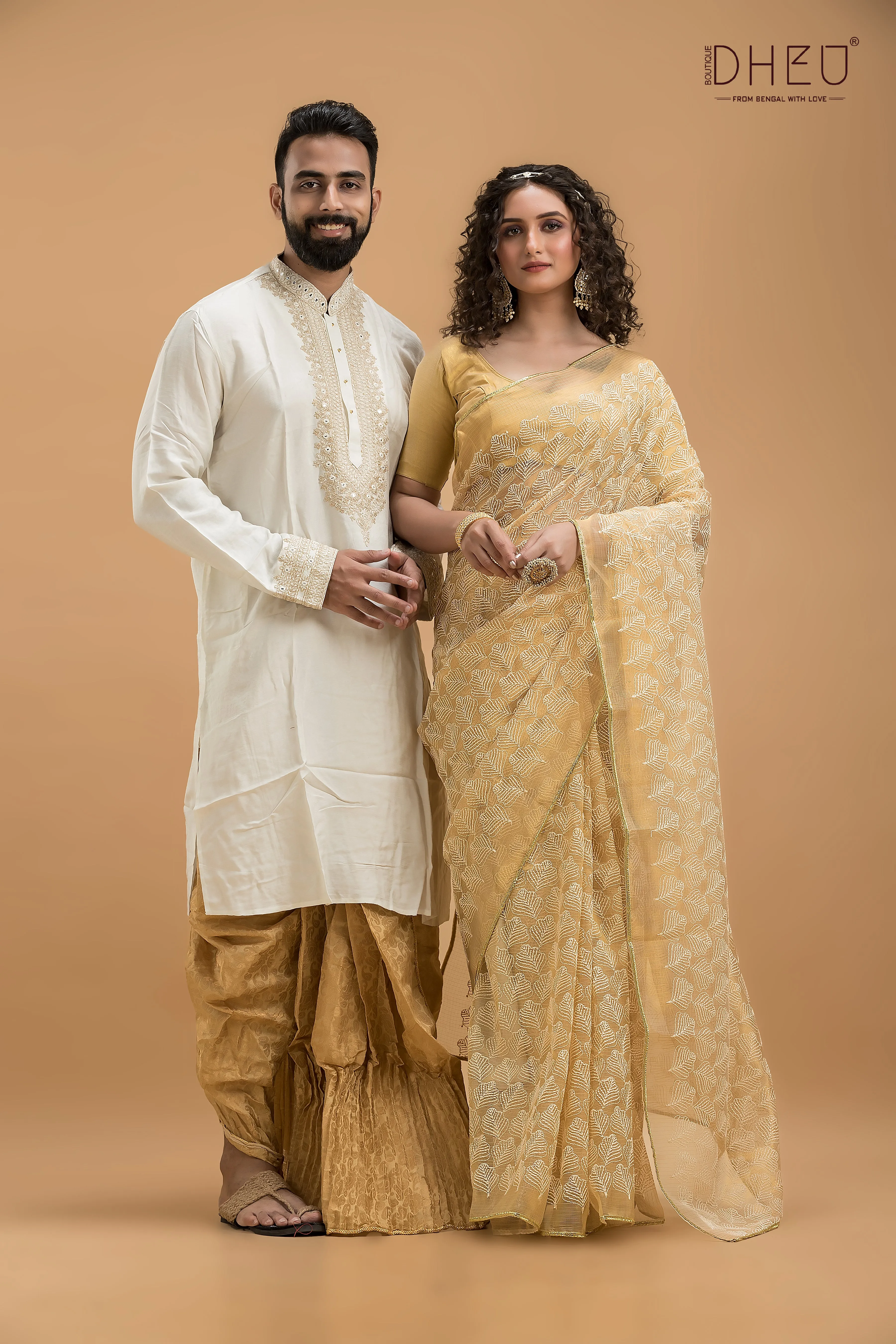 Designer Saree & Kurta Couple Set