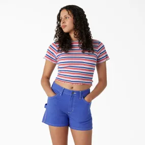 DICKIES - WOMEN'S FITTED STRIPE BABY TEE BLUE STRIPE