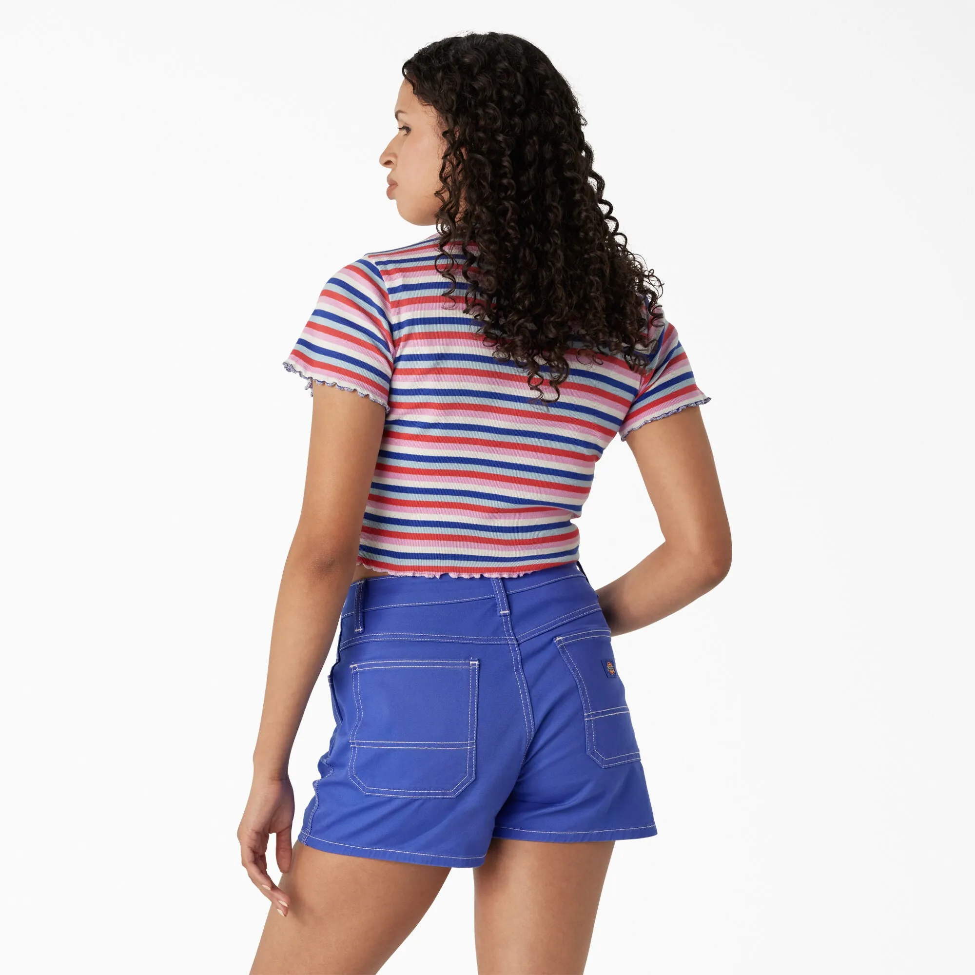 DICKIES - WOMEN'S FITTED STRIPE BABY TEE BLUE STRIPE