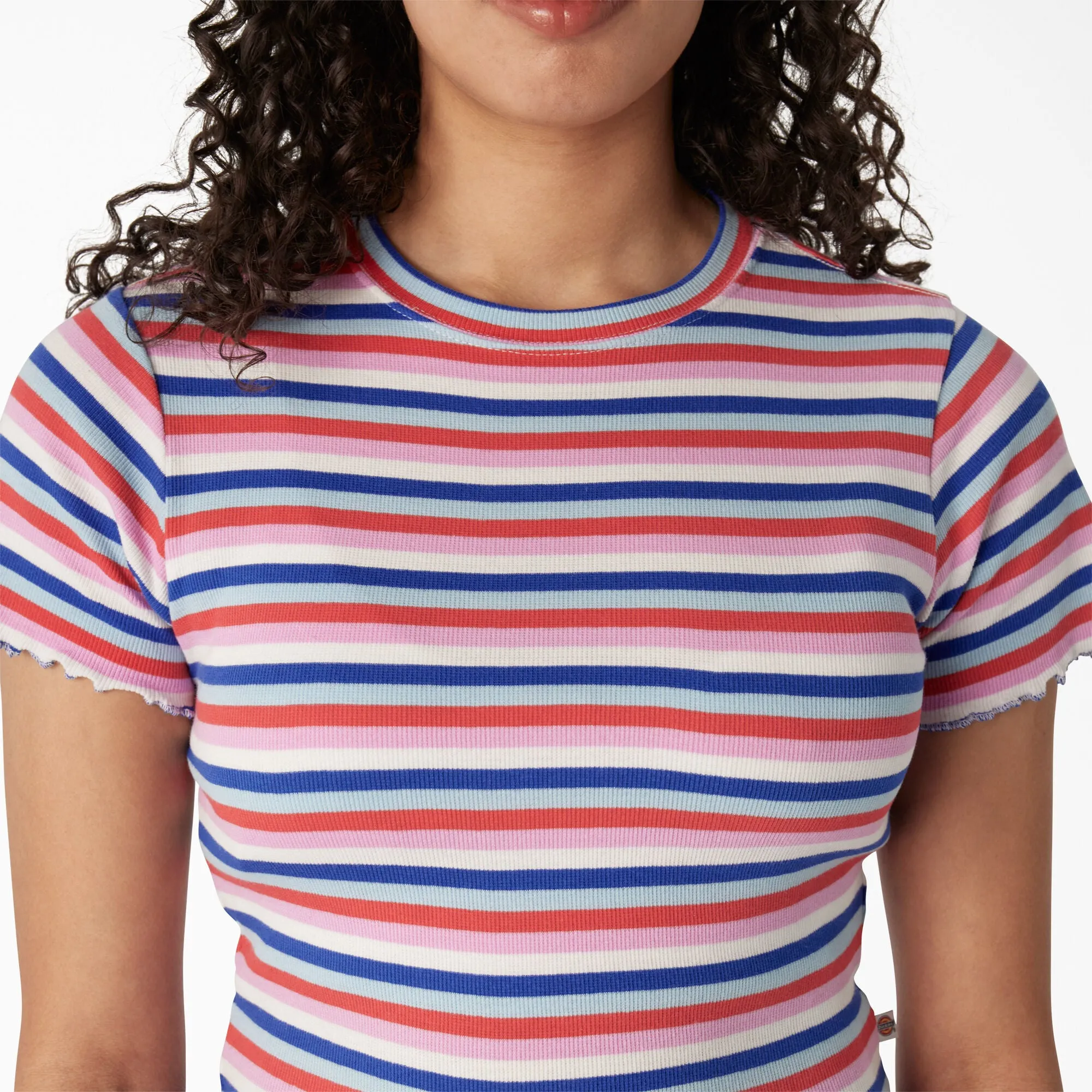 DICKIES - WOMEN'S FITTED STRIPE BABY TEE BLUE STRIPE