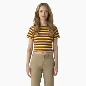 DICKIES - WOMEN'S FITTED STRIPE BABY TEE GINGER HONEY STRIPE