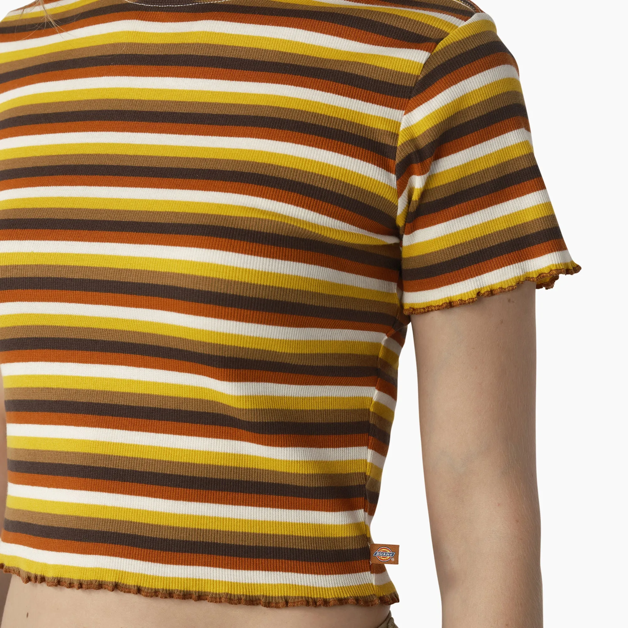 DICKIES - WOMEN'S FITTED STRIPE BABY TEE GINGER HONEY STRIPE