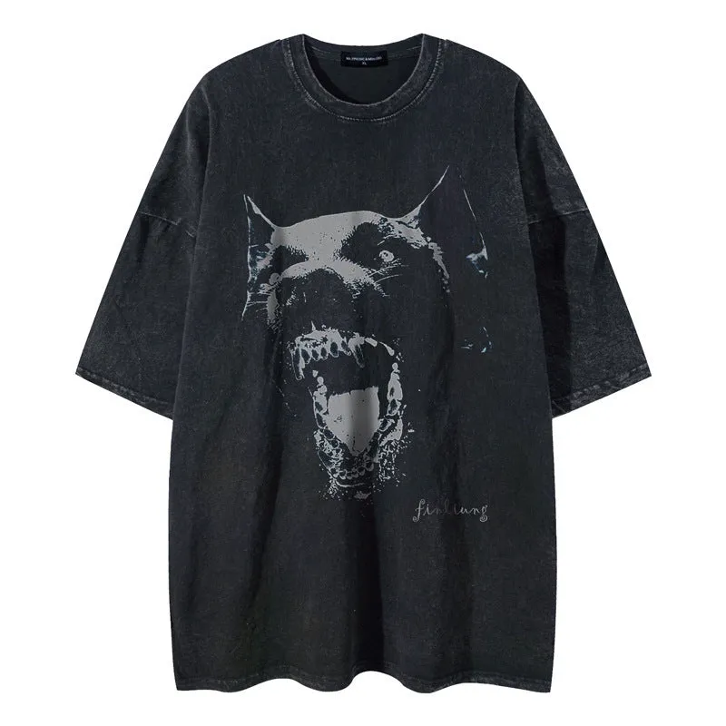 Doberman |  Hip Hop Graphic Washed T Shirt