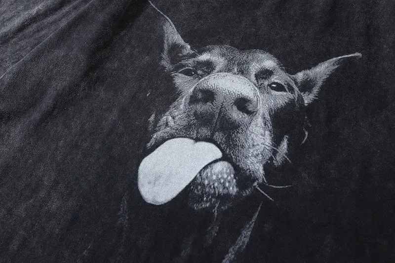 Dog | Retro Hip-Hop Doberman Graphic Print T-Shirt