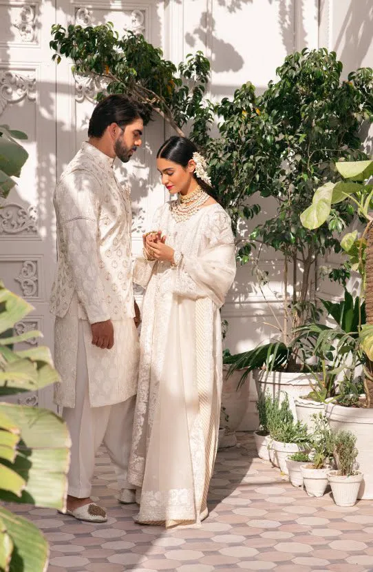 Dove White - Embroidered Waist Coat Paired with Kurta and Shalwar