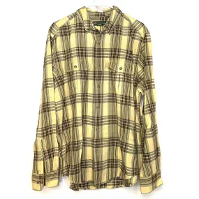 Eddie Bauer Mens Size L Yellow Black Gray Plaid Button-Up Shirt S/s