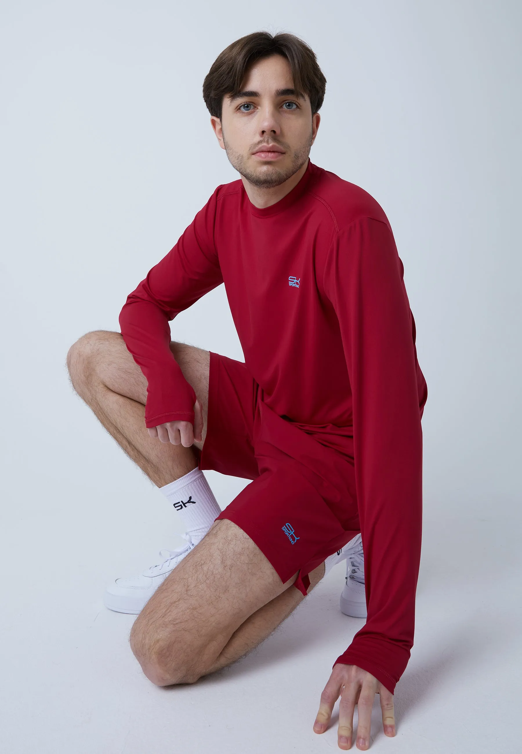 Functional Tennis Longsleeve Shirt High-Neck, bordeaux red