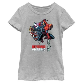 Girl's Marvel Spider-Man Beyond Amazing WEB COMIC HALF T-Shirt