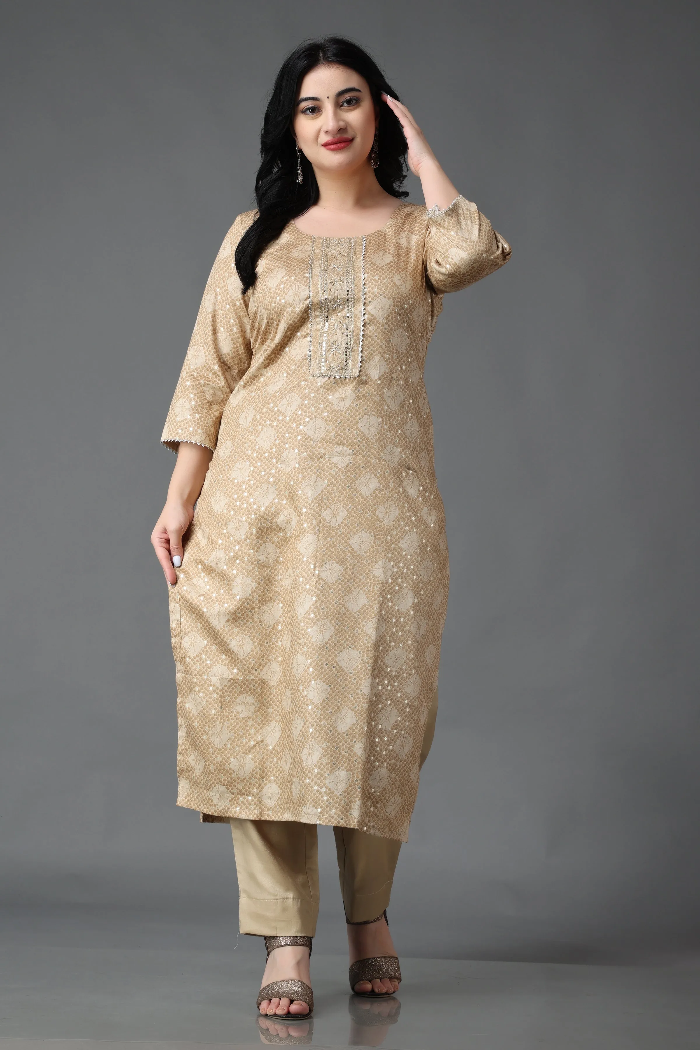 Golden Memories Modal Suit With Handwork