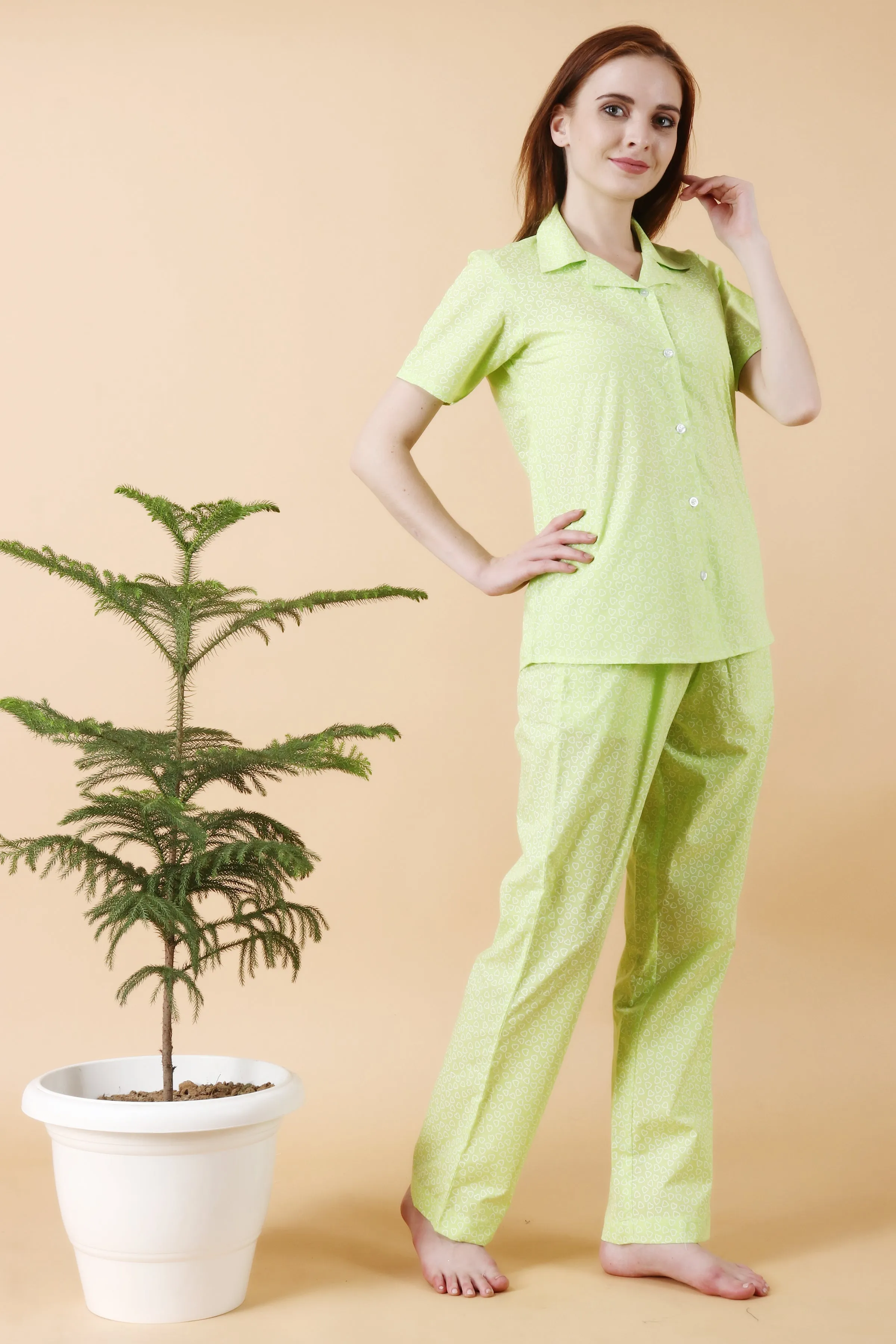 Green Hearty Night Suit