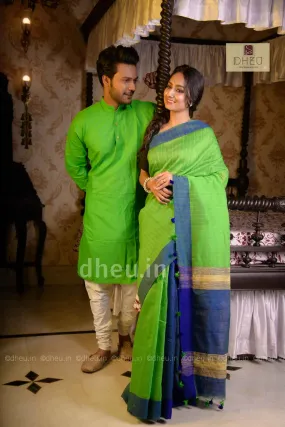 Handloom Silk Saree-Kurta Couple Set