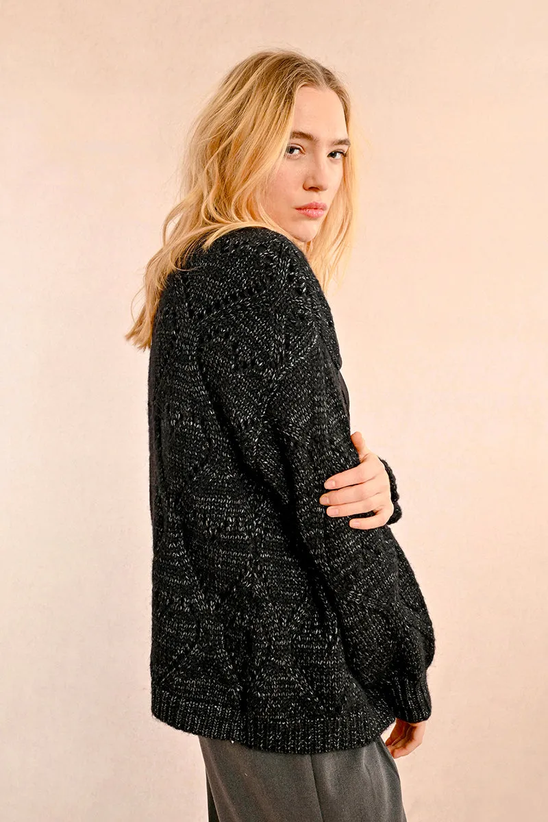 Heart Cardigan - Black