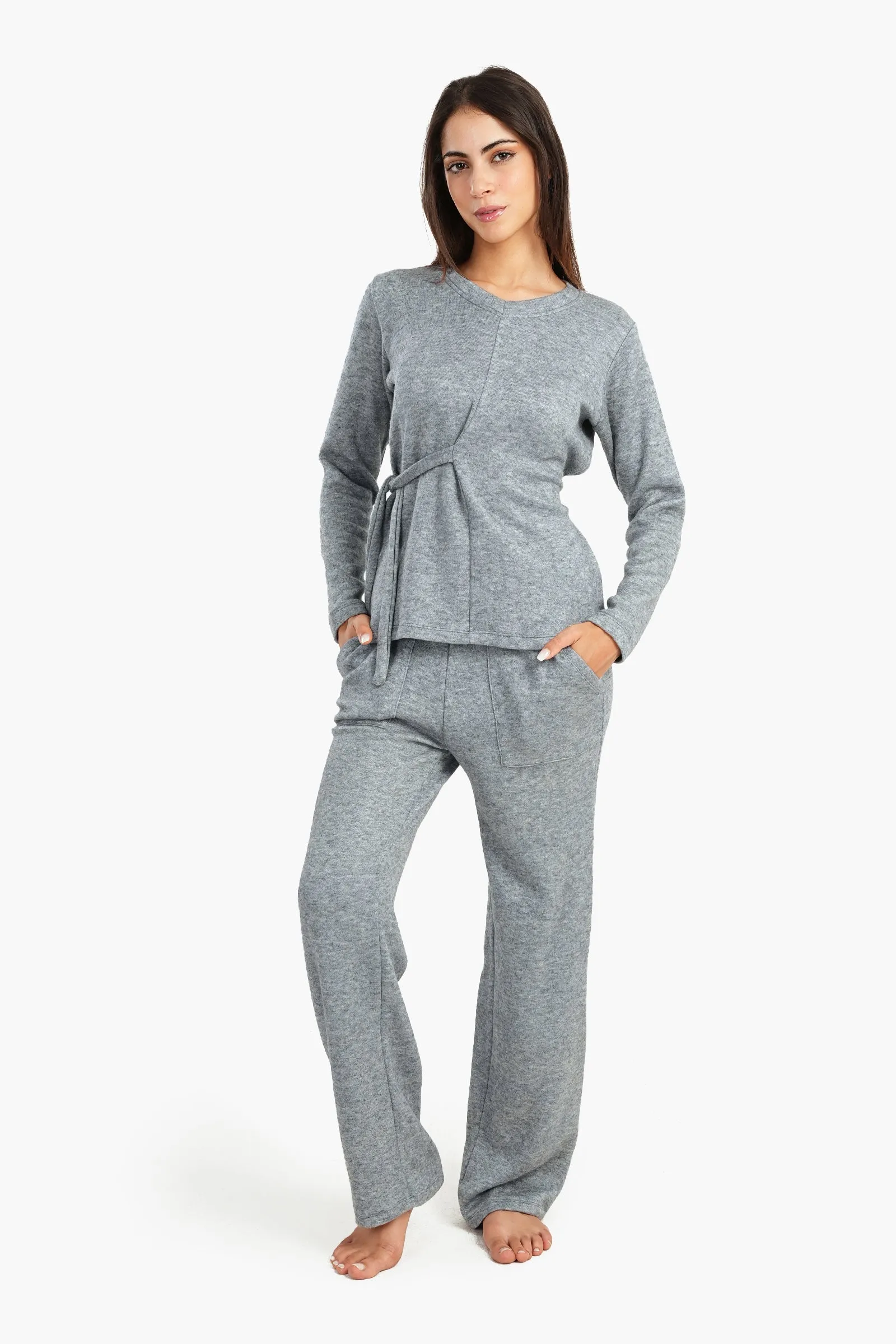 Heather Grey Knitted Pyjama Set